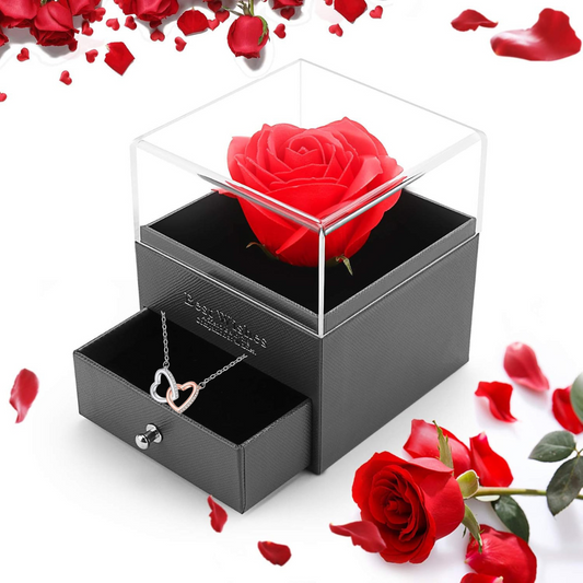 Caja de joyería de rosa eterna